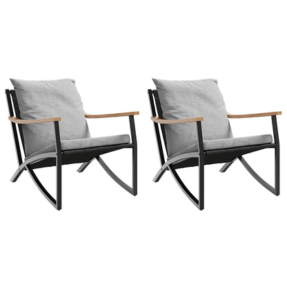 Patio chairs with Cushions 2 pcs Black Steel