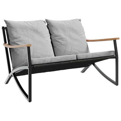 Patio Bench with Cushions 47.2" Black Steel