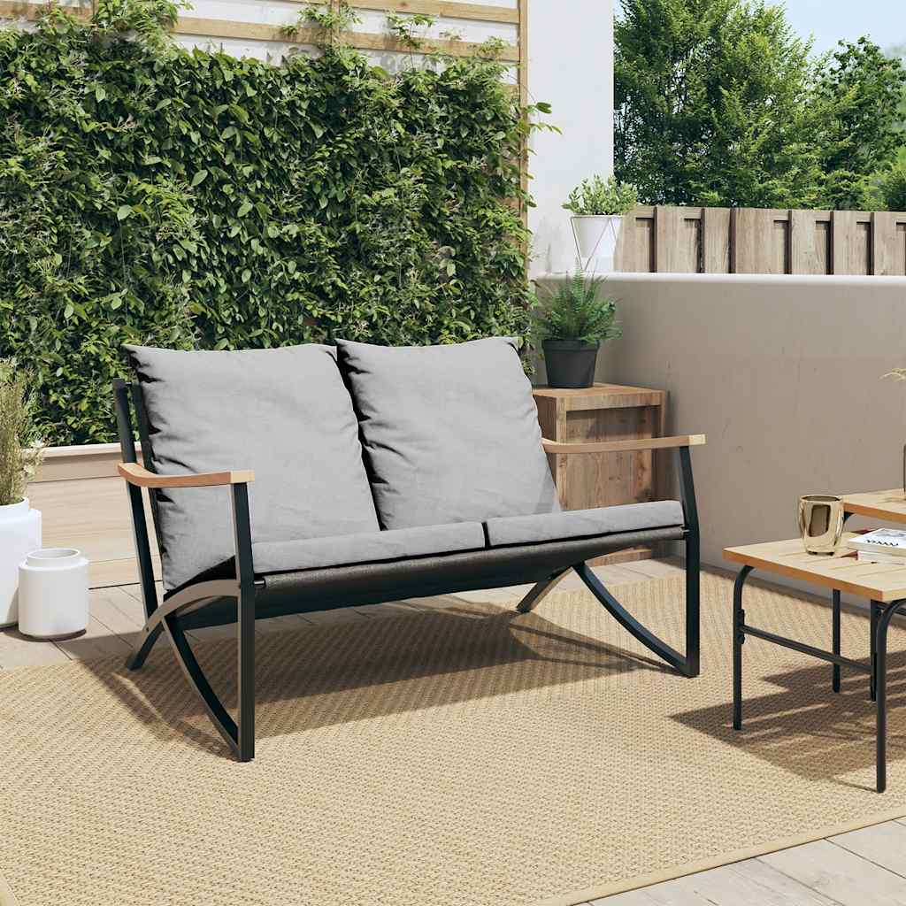 Patio Bench with Cushions 47.2" Black Steel
