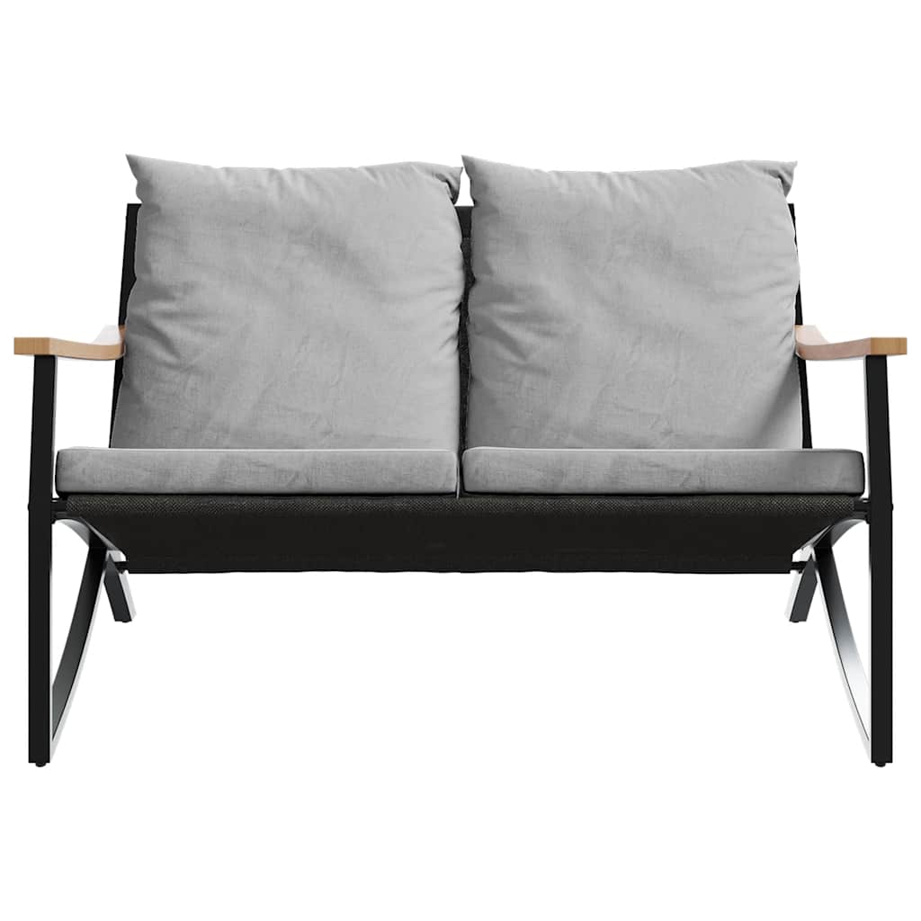 Patio Bench with Cushions 47.2" Black Steel