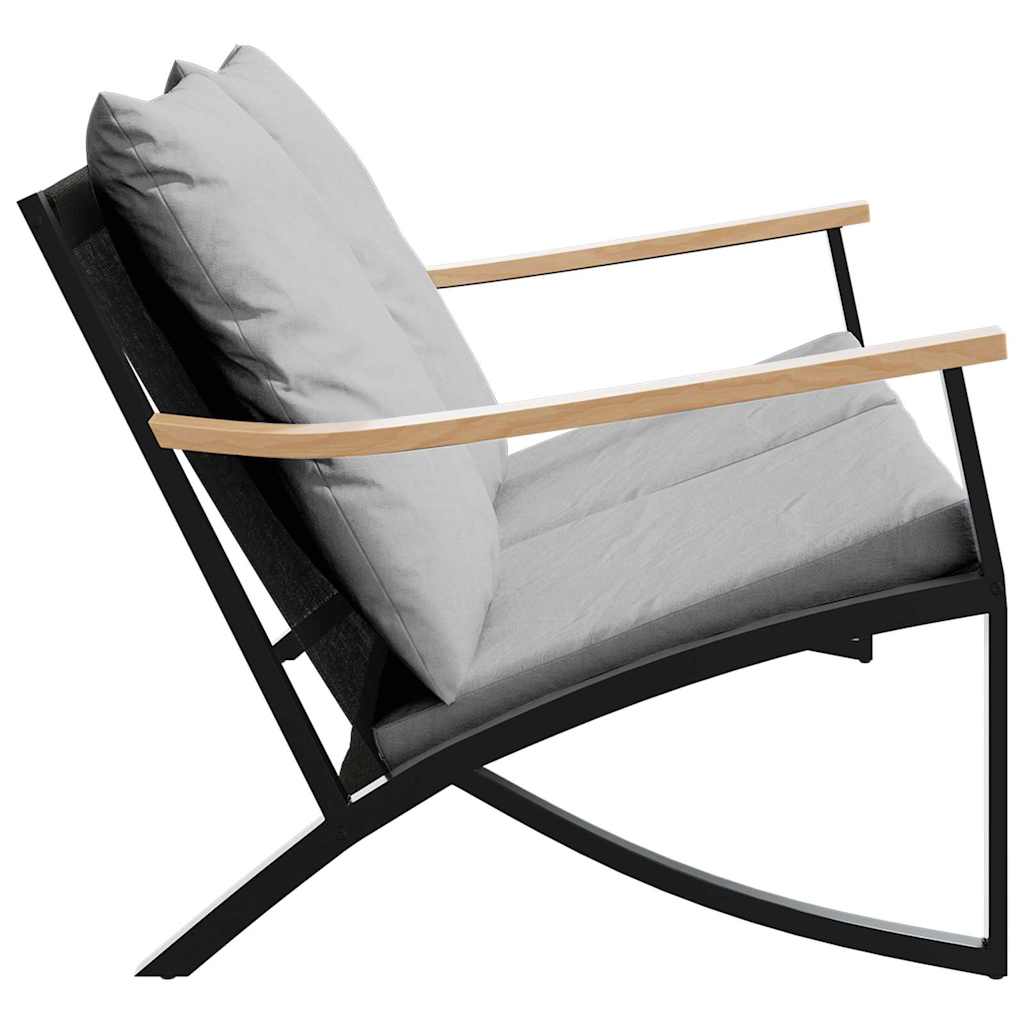 Patio Bench with Cushions 47.2" Black Steel