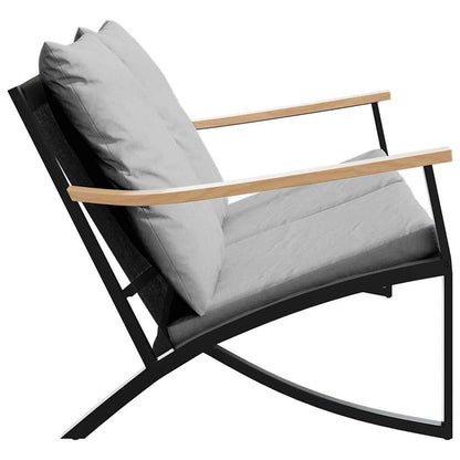 Patio Bench with Cushions 47.2" Black Steel