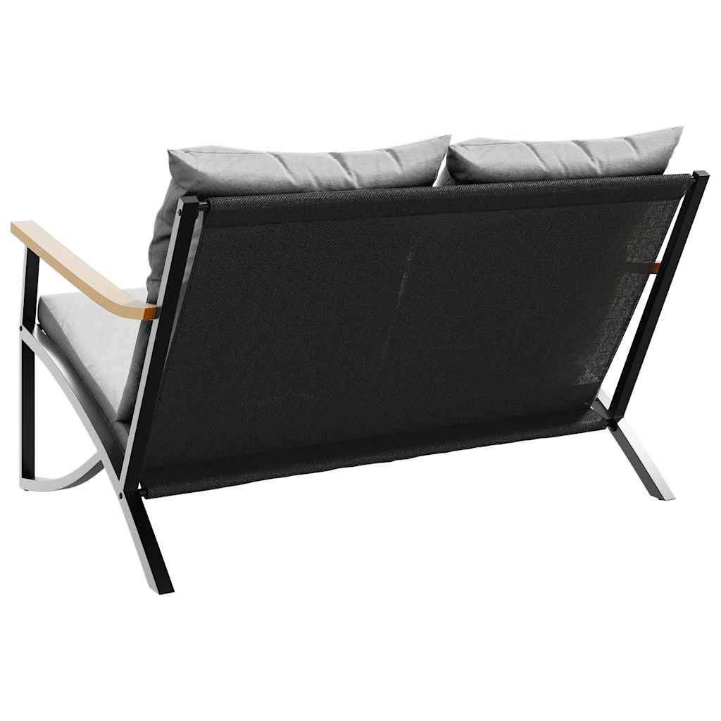 Patio Bench with Cushions 47.2" Black Steel