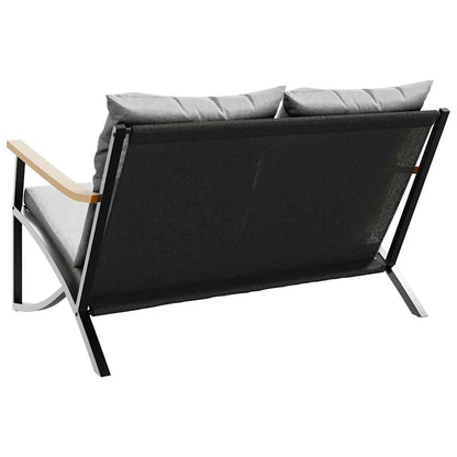 Patio Bench with Cushions 47.2" Black Steel