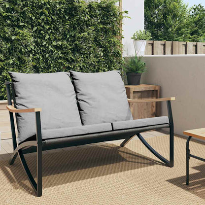 Patio Bench with Cushions 47.2" Black Steel