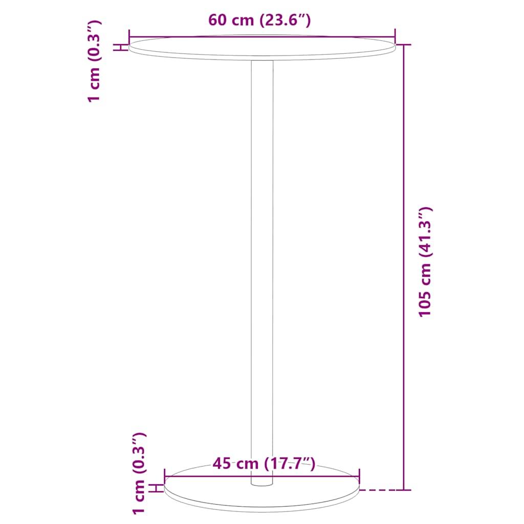 Patio Table Round Black Ø23.6"x41.3" Steel