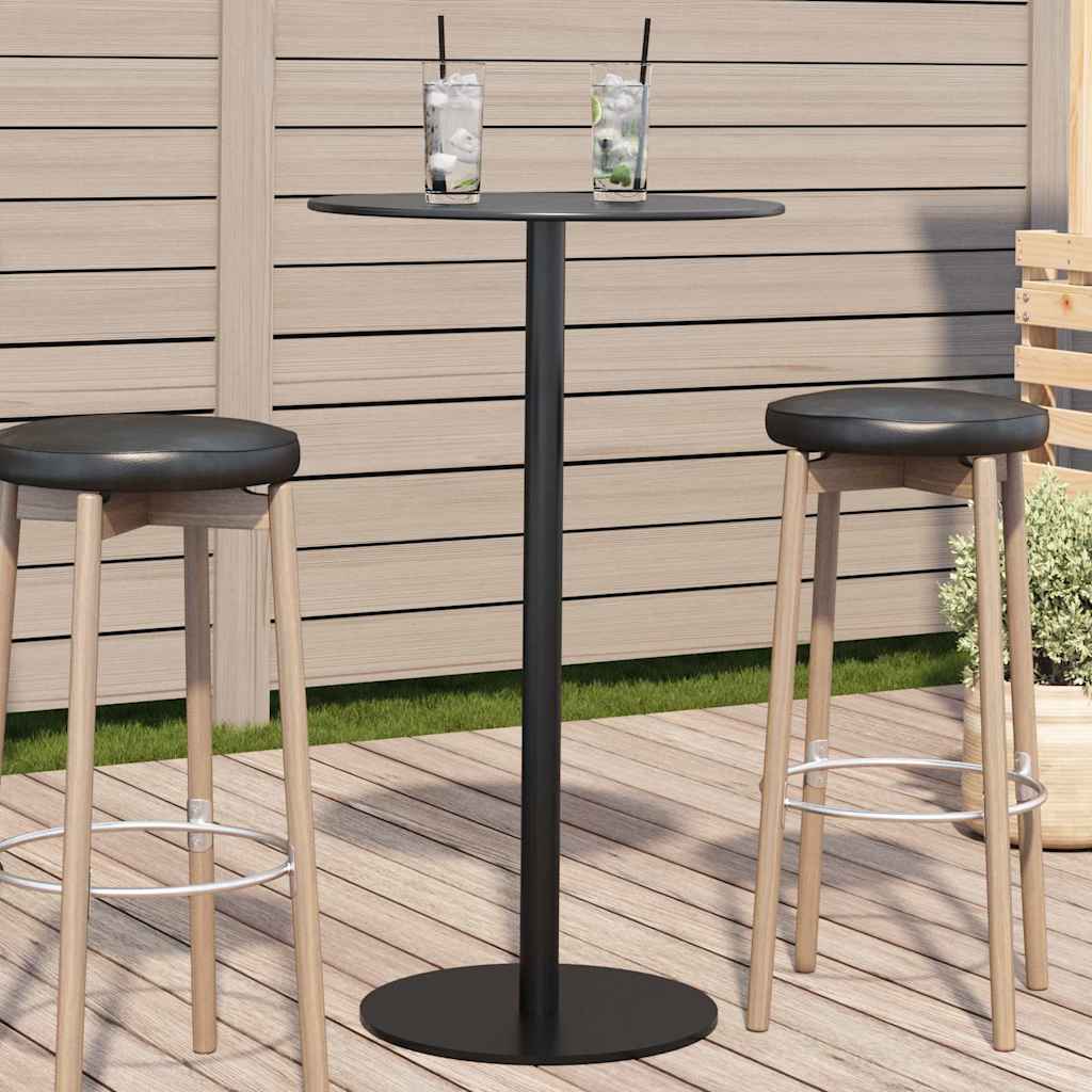 Patio Table Round Black Ø23.6"x41.3" Steel