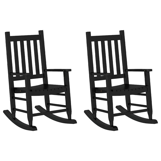 Rocking Chairs for Children 2 pcs Black Solid Wood Poplar