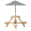 Picnic Table for 4 Kids with Umbrella Round Solid Wood Fir