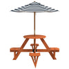 Picnic Table for 4 Kids with Umbrella Round Solid Wood Fir