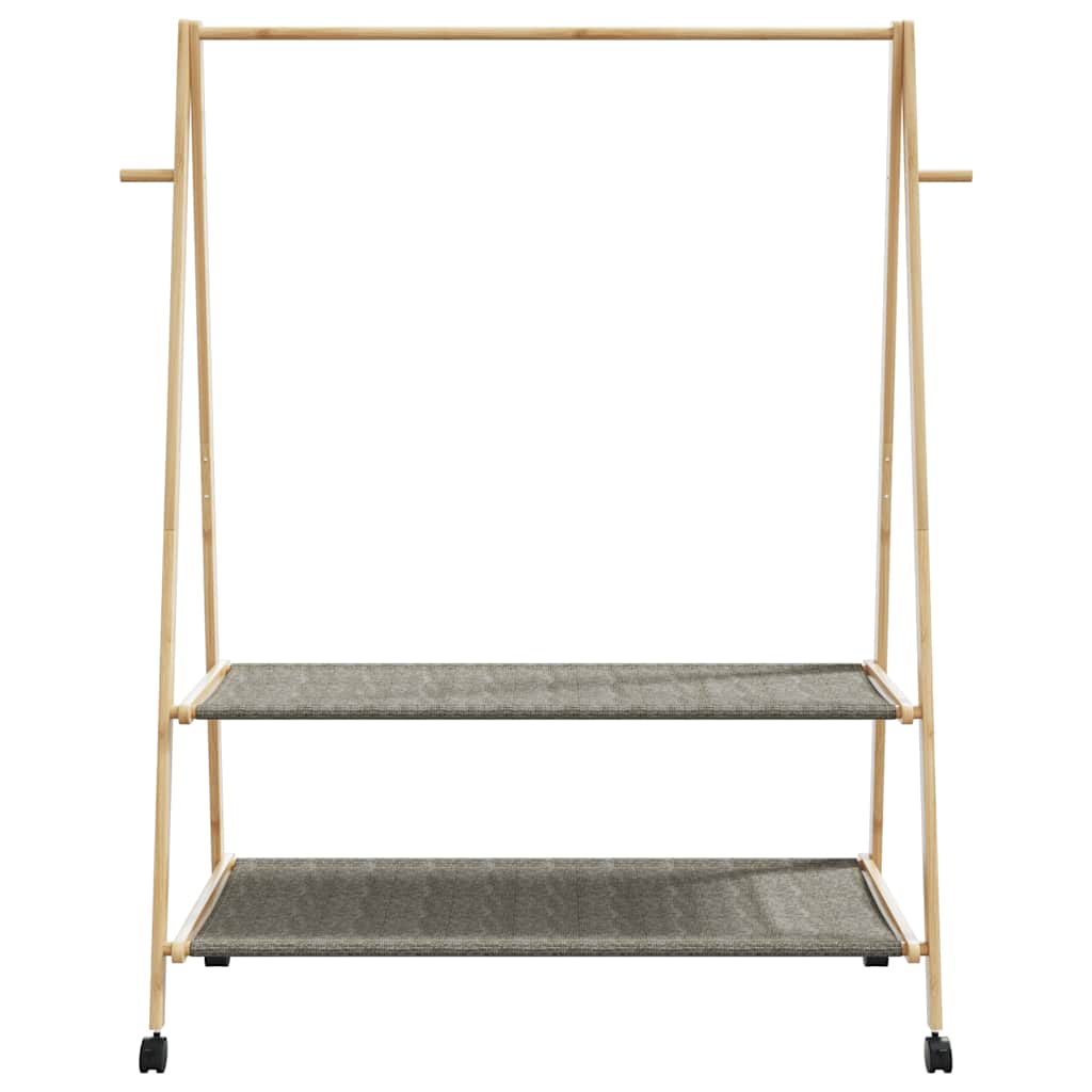 Clothes Rack with Shelves and Wheels 132x45.5x155.5 cm Bamboo