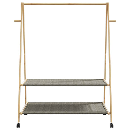 Clothes Rack with Shelves and Wheels 132x45.5x155.5 cm Bamboo