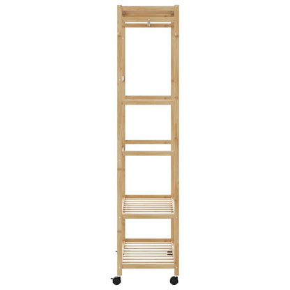 Clothes Rack with Shelves and Wheels 90x40x179.5 cm Bamboo