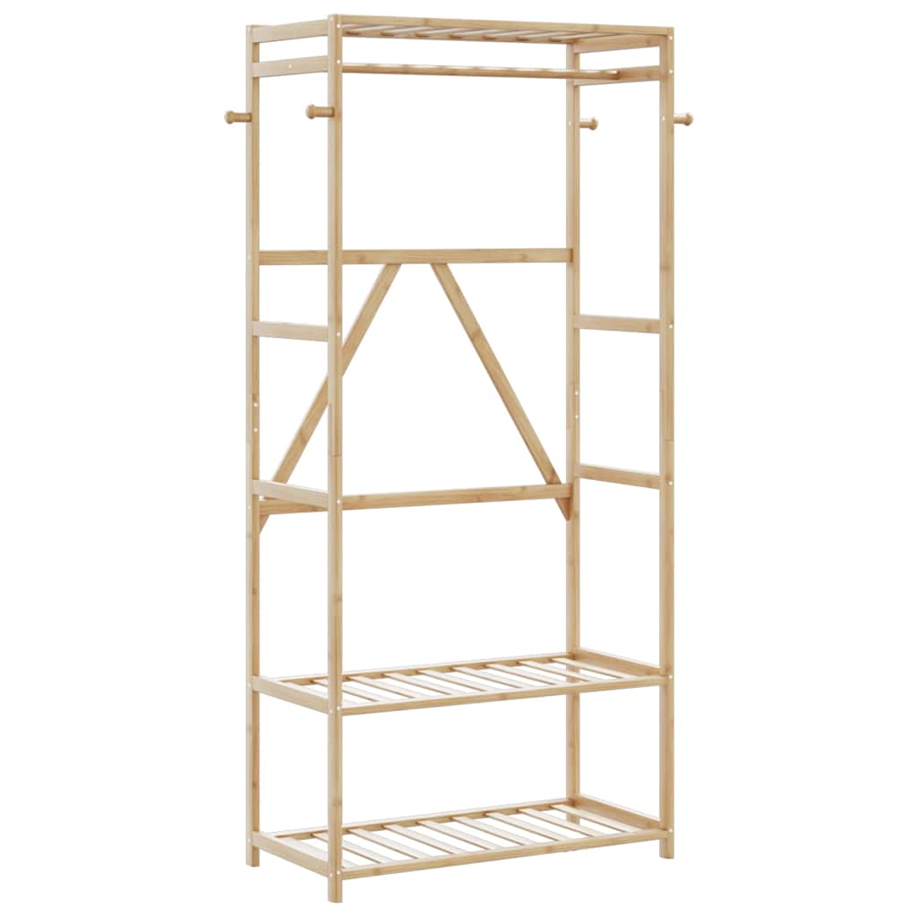 Clothes Rack with Shelves 31.5"x15.7"x68.9" Bamboo