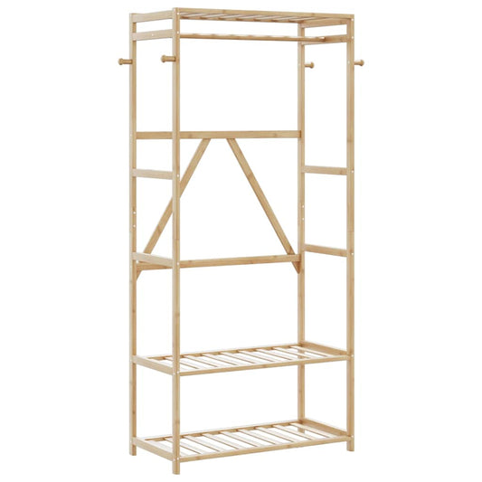 Clothes Rack with Shelves 31.5"x15.7"x68.9" Bamboo