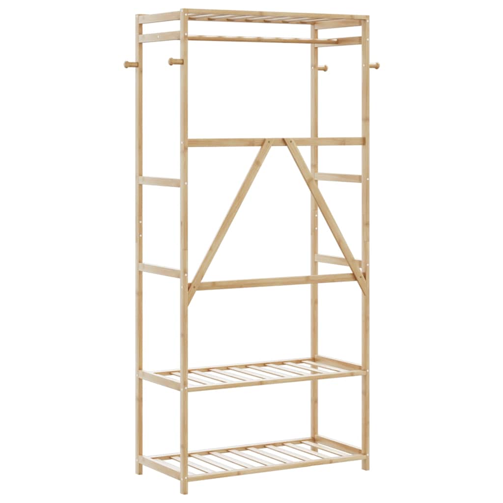 Clothes Rack with Shelves 31.5"x15.7"x68.9" Bamboo