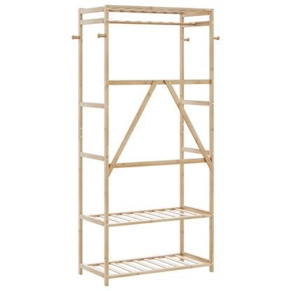 Clothes Rack with Shelves 31.5"x15.7"x68.9" Bamboo