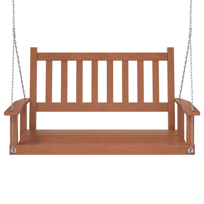 Garden Swing Bench with Metal Chains Brown Solid Wood Fir