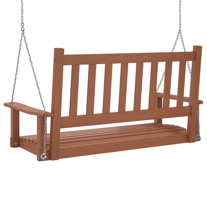 Garden Swing Bench with Metal Chains Brown Solid Wood Fir