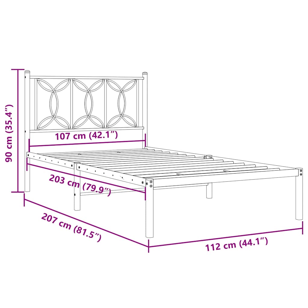Bed Frame | Black | Steel | Single | Rectangular | Modern | Durable