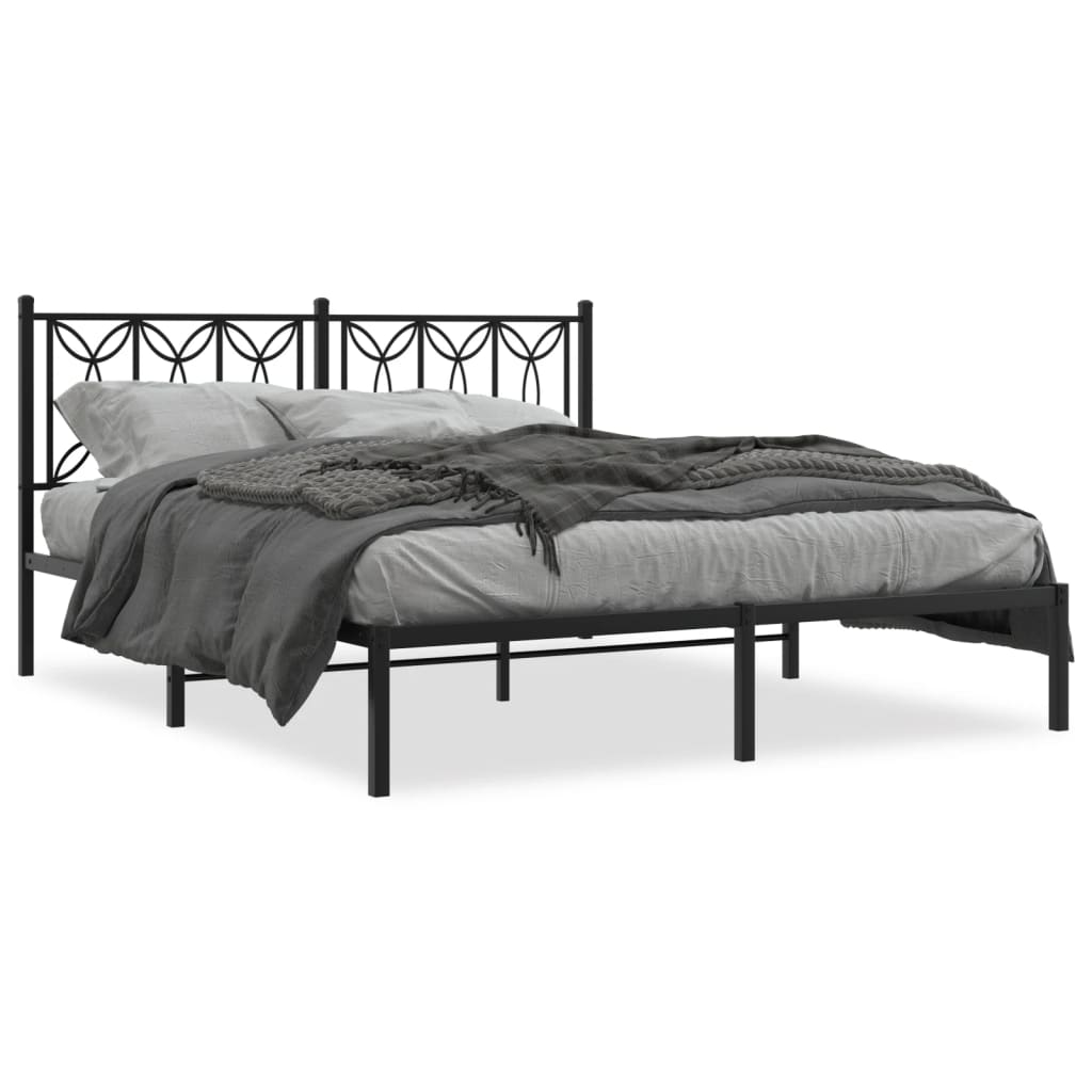 vidaXL Bed Frame Black Steel King Size Bed Frame Rectangular Modern