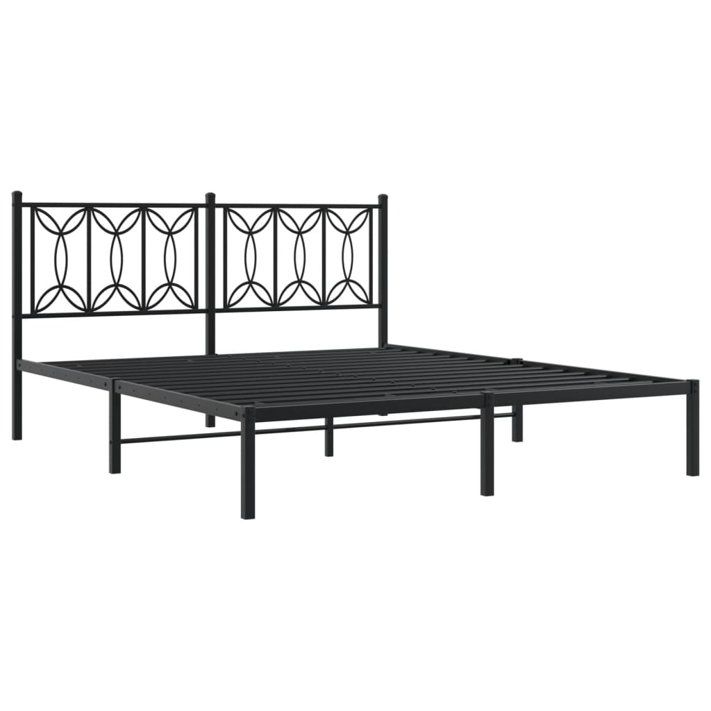 vidaXL Bed Frame Black Steel King Size Bed Frame Rectangular Modern