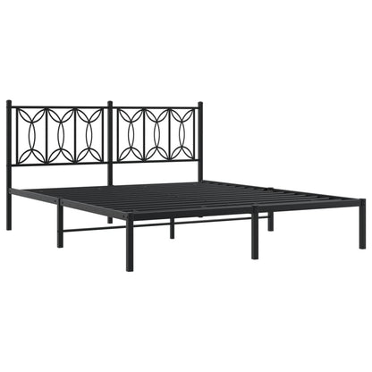 vidaXL Bed Frame Black Steel King Size Bed Frame Rectangular Modern