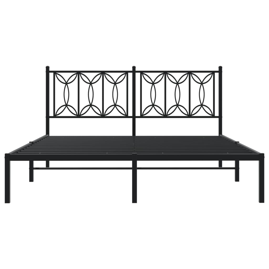 vidaXL Bed Frame Black Steel King Size Bed Frame Rectangular Modern