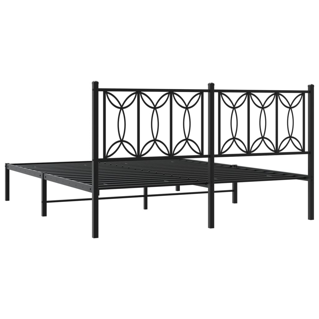 vidaXL Bed Frame Black Steel King Size Bed Frame Rectangular Modern