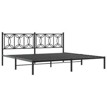 Metal Bed Frame without Mattress with Headboard Black 76"x79.9"