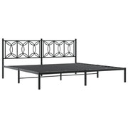 Metal Bed Frame without Mattress with Headboard Black 193x203 cm