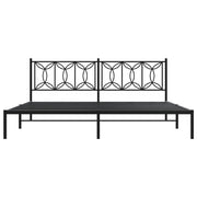 Metal Bed Frame without Mattress with Headboard Black 193x203 cm