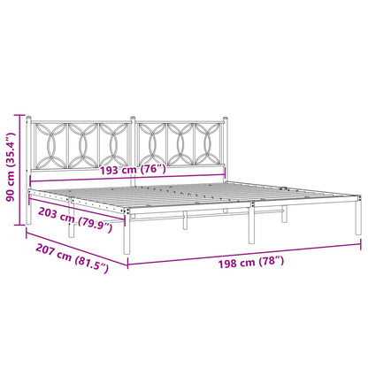 Metal Bed Frame without Mattress with Headboard Black 76"x79.9"