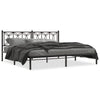 Metal Bed Frame without Mattress with Headboard Black 193x203 cm