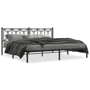 Metal Bed Frame without Mattress with Headboard Black 193x203 cm