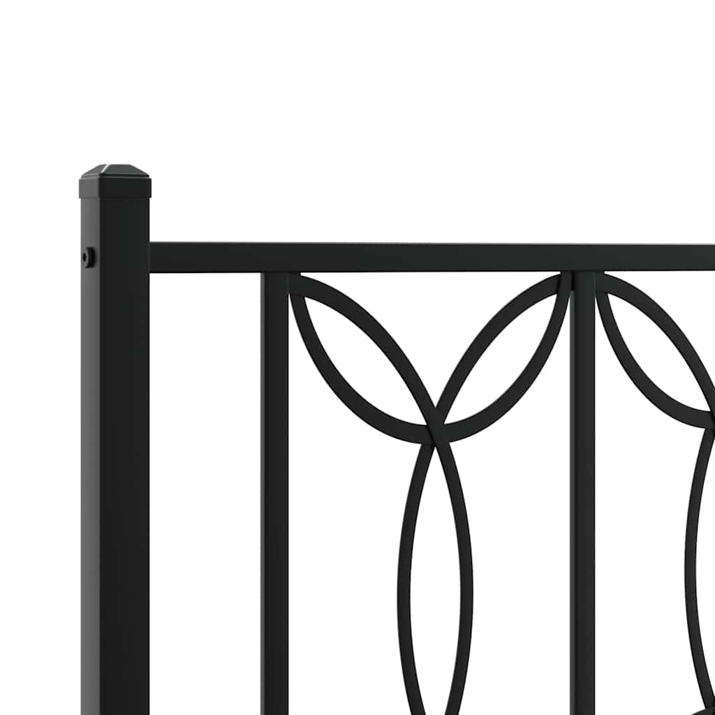 Metal Bed Frame without Mattress with Footboard Black 100x200cm
