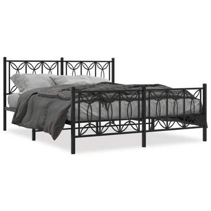vidaXL Bed Frame Black Steel King Size Bed Frame Rectangular Modern
