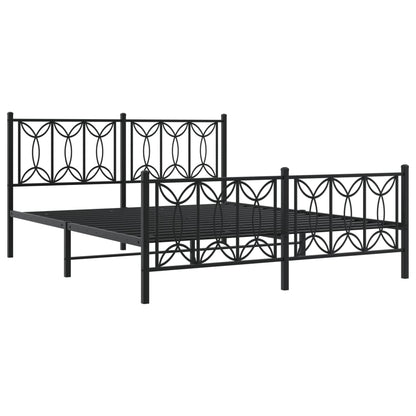vidaXL Bed Frame Black Steel King Size Bed Frame Rectangular Modern