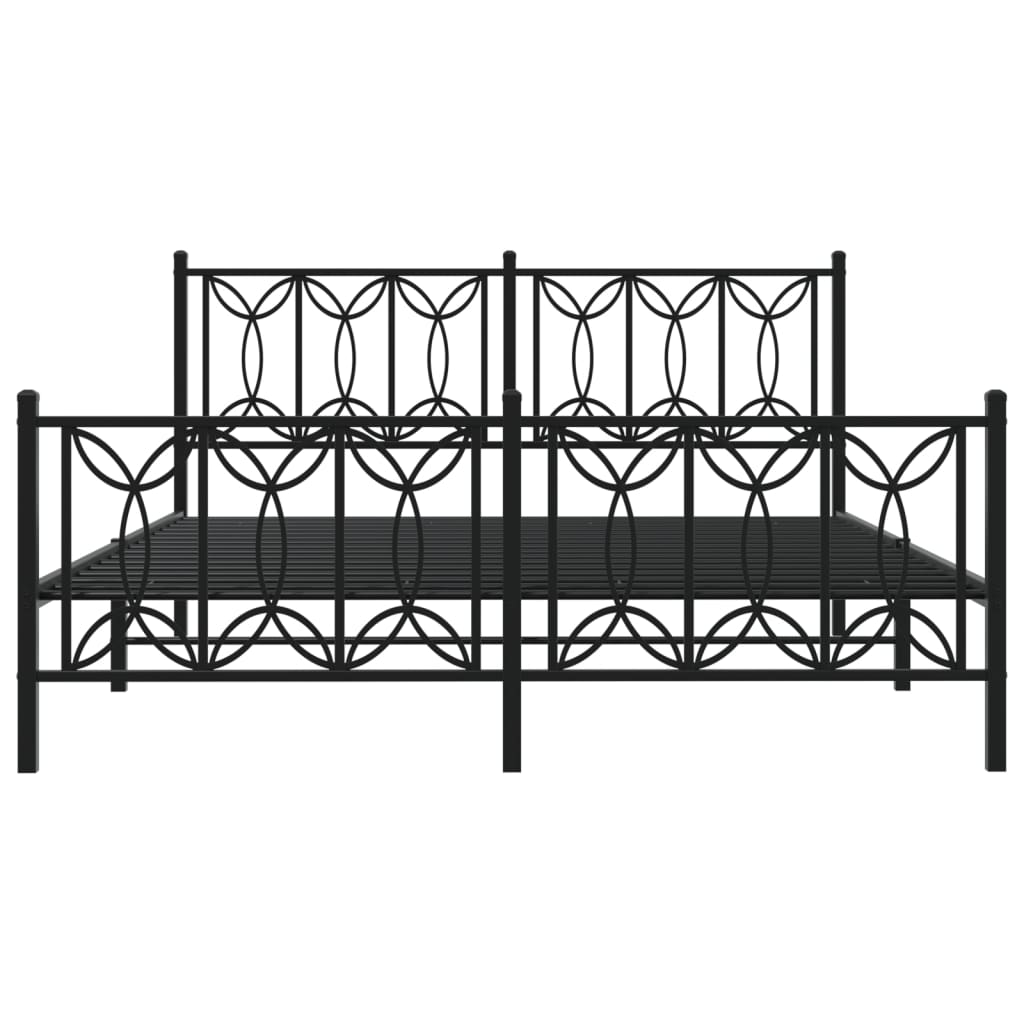 vidaXL Bed Frame Black Steel King Size Bed Frame Rectangular Modern