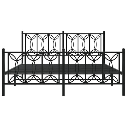 vidaXL Bed Frame Black Steel King Size Bed Frame Rectangular Modern