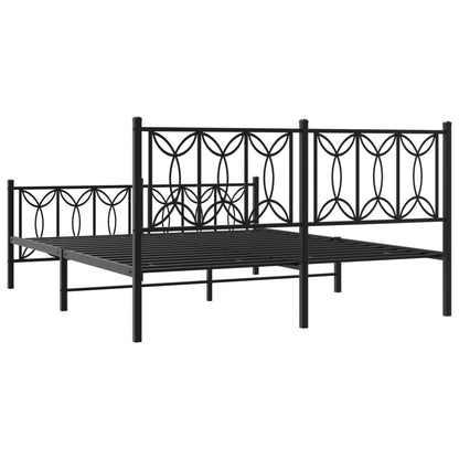 vidaXL Bed Frame Black Steel King Size Bed Frame Rectangular Modern