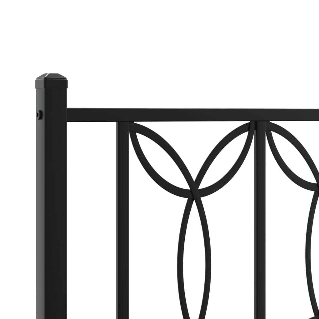 Metal Bed Frame without Mattress with Footboard Black 183x213cm