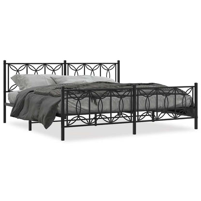 Metal Bed Frame without Mattress with Footboard Black 76"x79.9"