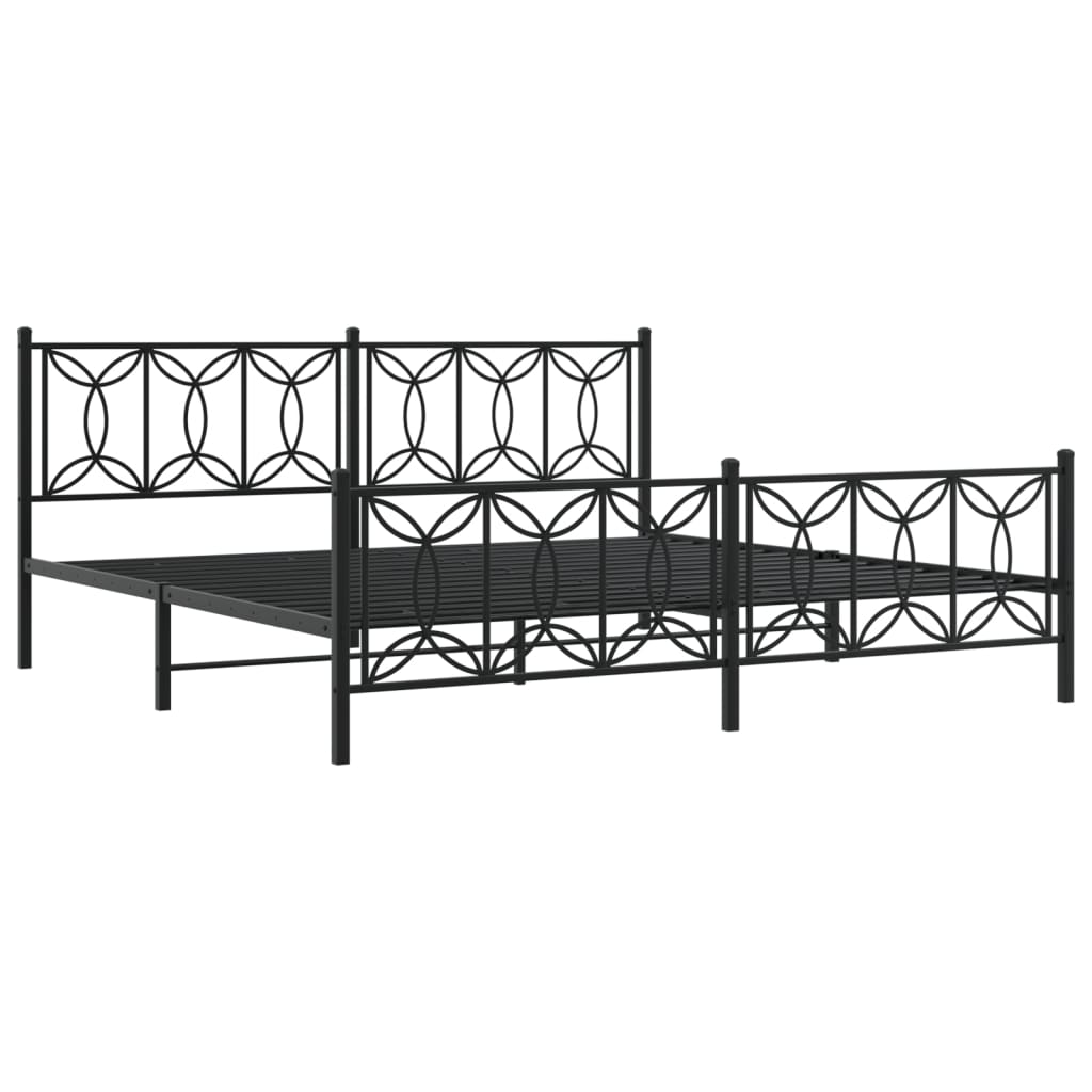Metal Bed Frame without Mattress with Footboard Black 76"x79.9"