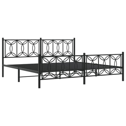 Metal Bed Frame without Mattress with Footboard Black 76"x79.9"