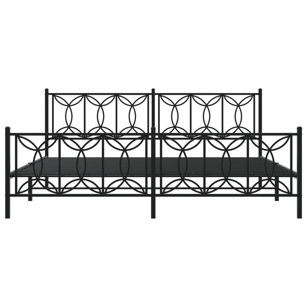 Metal Bed Frame without Mattress with Footboard Black 76"x79.9"