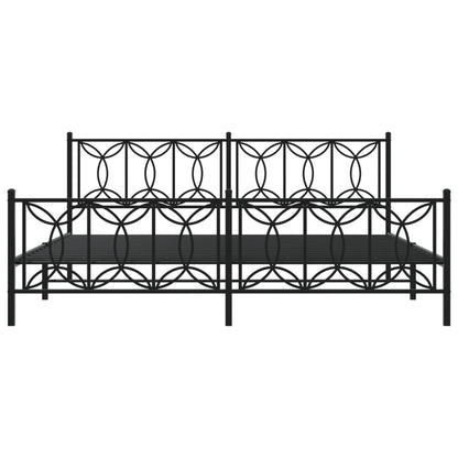 Metal Bed Frame without Mattress with Footboard Black 76"x79.9"