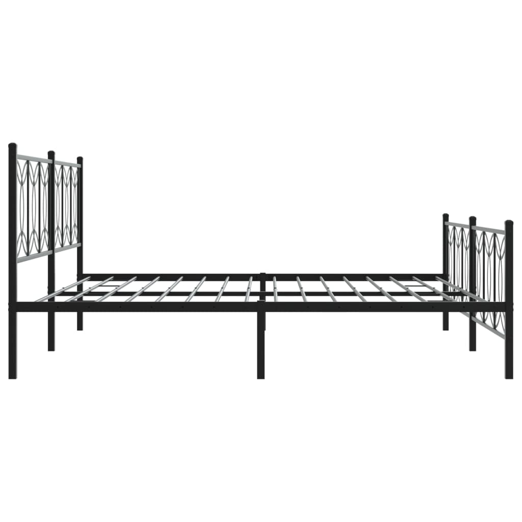 Metal Bed Frame without Mattress with Footboard Black 76"x79.9"