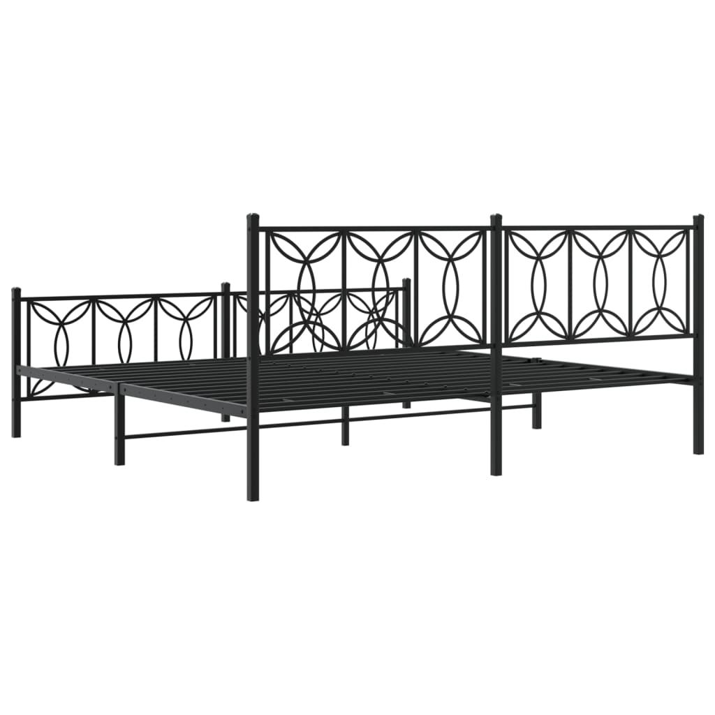 Metal Bed Frame without Mattress with Footboard Black 76"x79.9"
