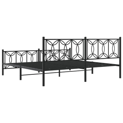 Metal Bed Frame without Mattress with Footboard Black 76"x79.9"